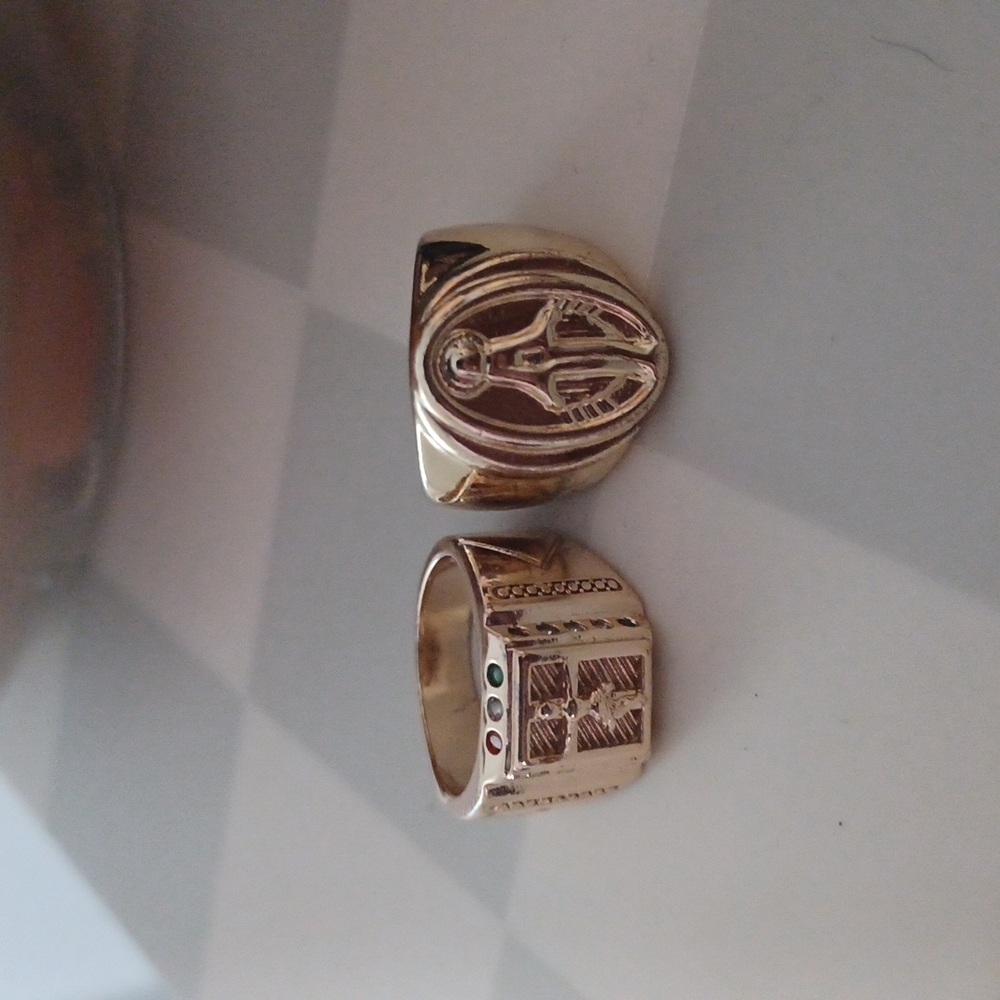Gold Plated Religious Chunky Rings 6.5/7